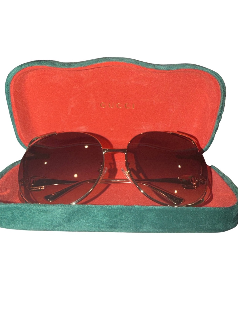 Gucci Gold Frame Sunglasses with Brown Gradient Lenses